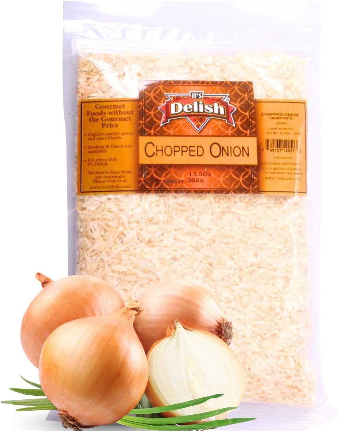 Gourmet Dried Chopped Onion by It’s Delish, 5 LBS Bulk - Premium, No Preservatives, All Natural Dehydrated Onions Flakes, Certified Kosher