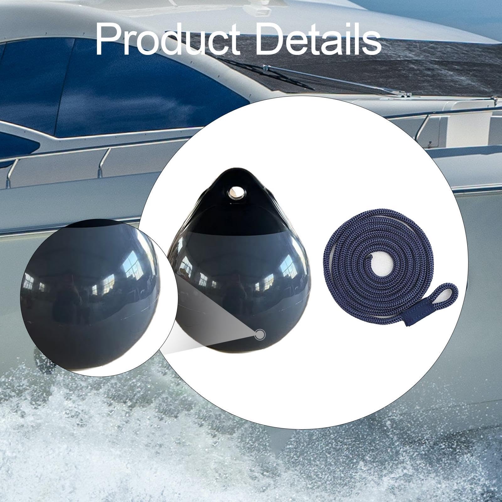 F Fityle Bouée d'Amarrage PVC Gonflable pour Bateau, Marqueur Lacustre avec Trou pour Œil, Anti-Rayures, Bouée Flottante avec Corde de 1,5 M, Marqueur Rond pour Amarrage au Lac
