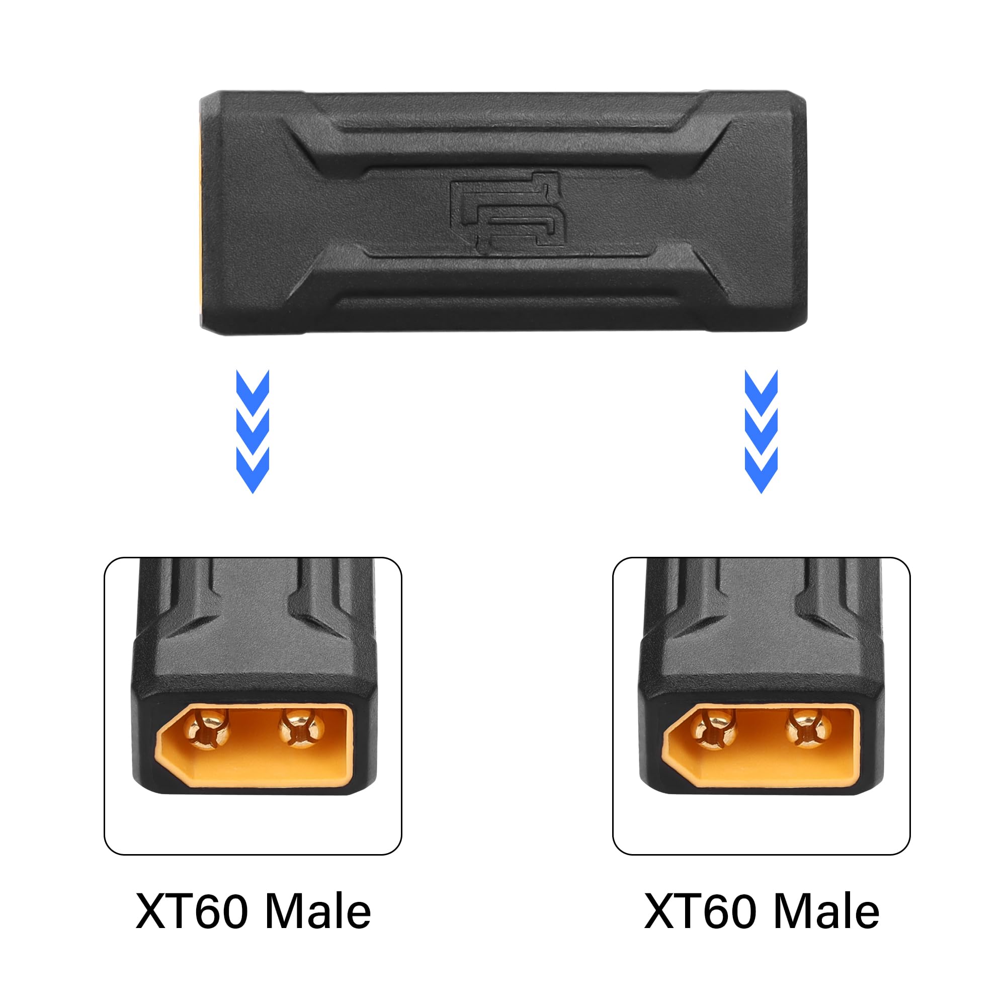 Lot de 4 connecteurs XT60 mâle vers mâle sans fil adaptateur convertisseur pour batterie LiPo RC FPV voiture avion drone (mâle vers mâle