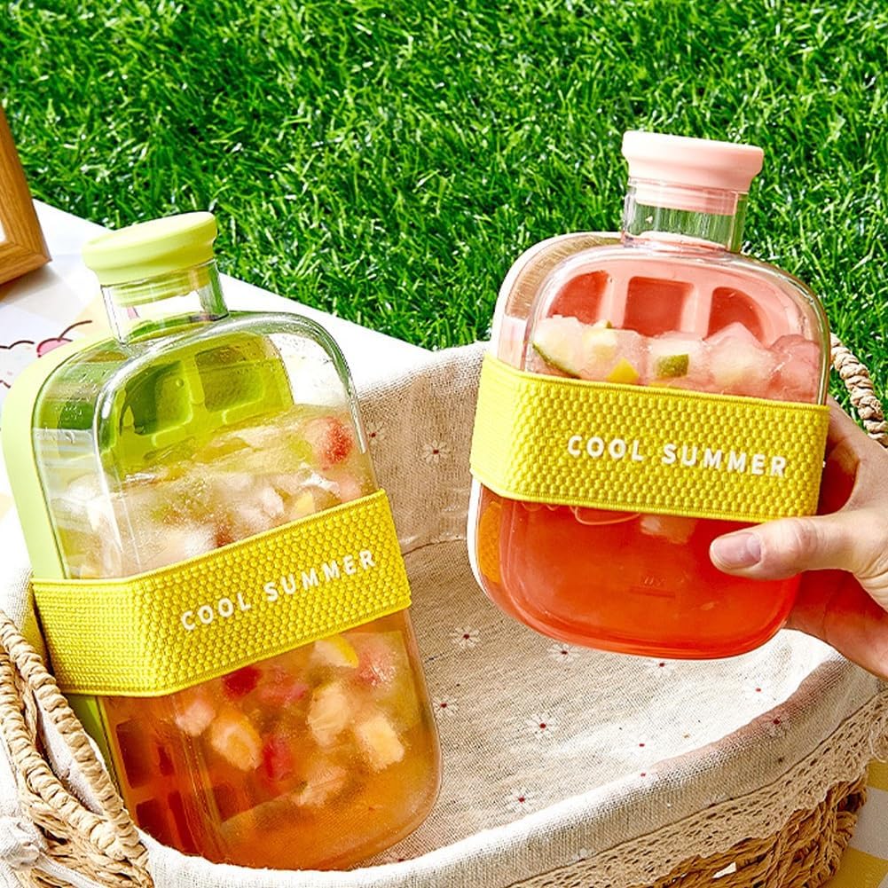 Bottiglia Per Cubetti Di Ghiaccio 2 In 1 - Con Coperchio E Cannuccia, 500ml | Facile Rilascio, Zero Contatto - Foto 10