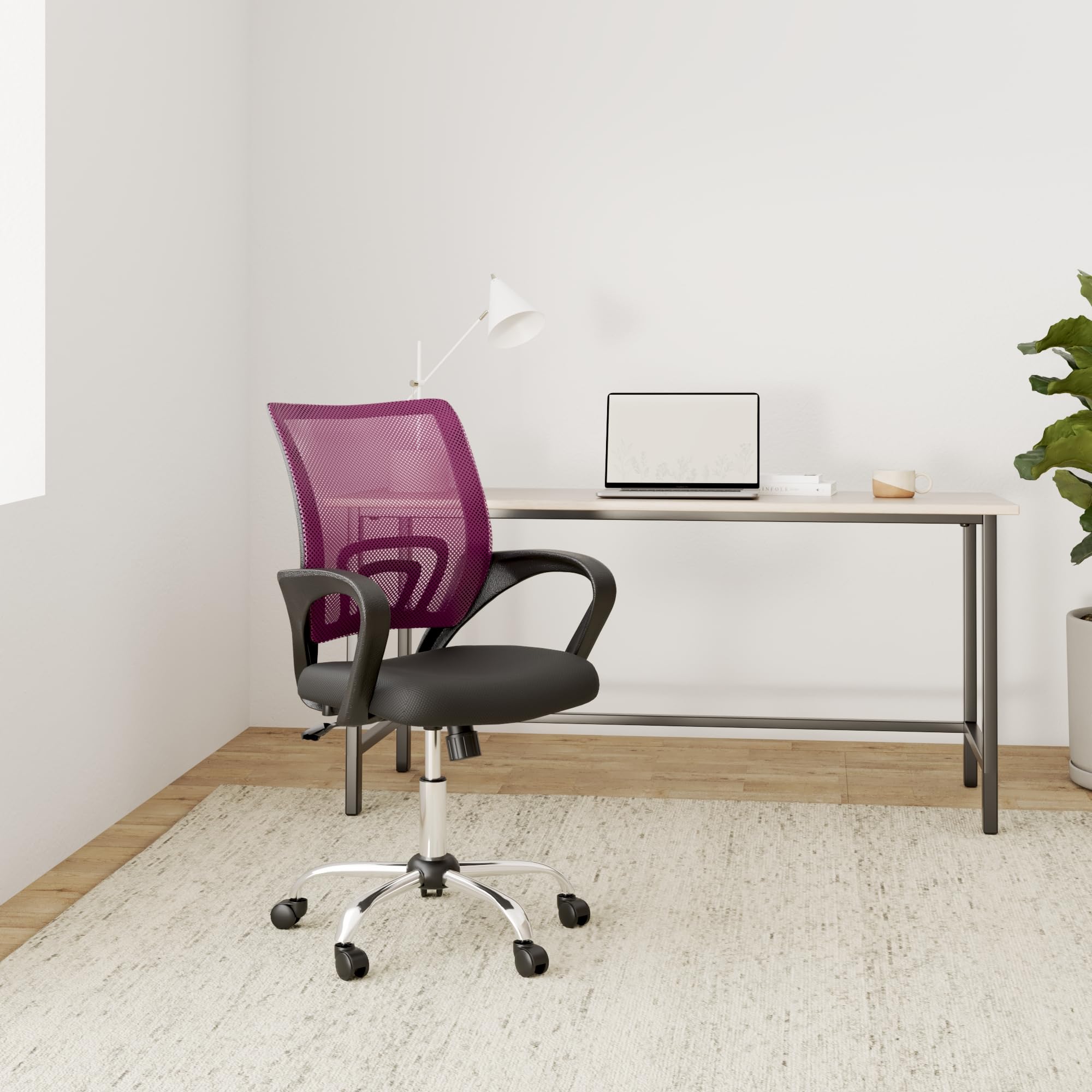 La sedia spagnola Ribadeo Sedia di Ufficio senza poggiatesta, Poliestere, Rosa, 61 x 58 x 89 cm