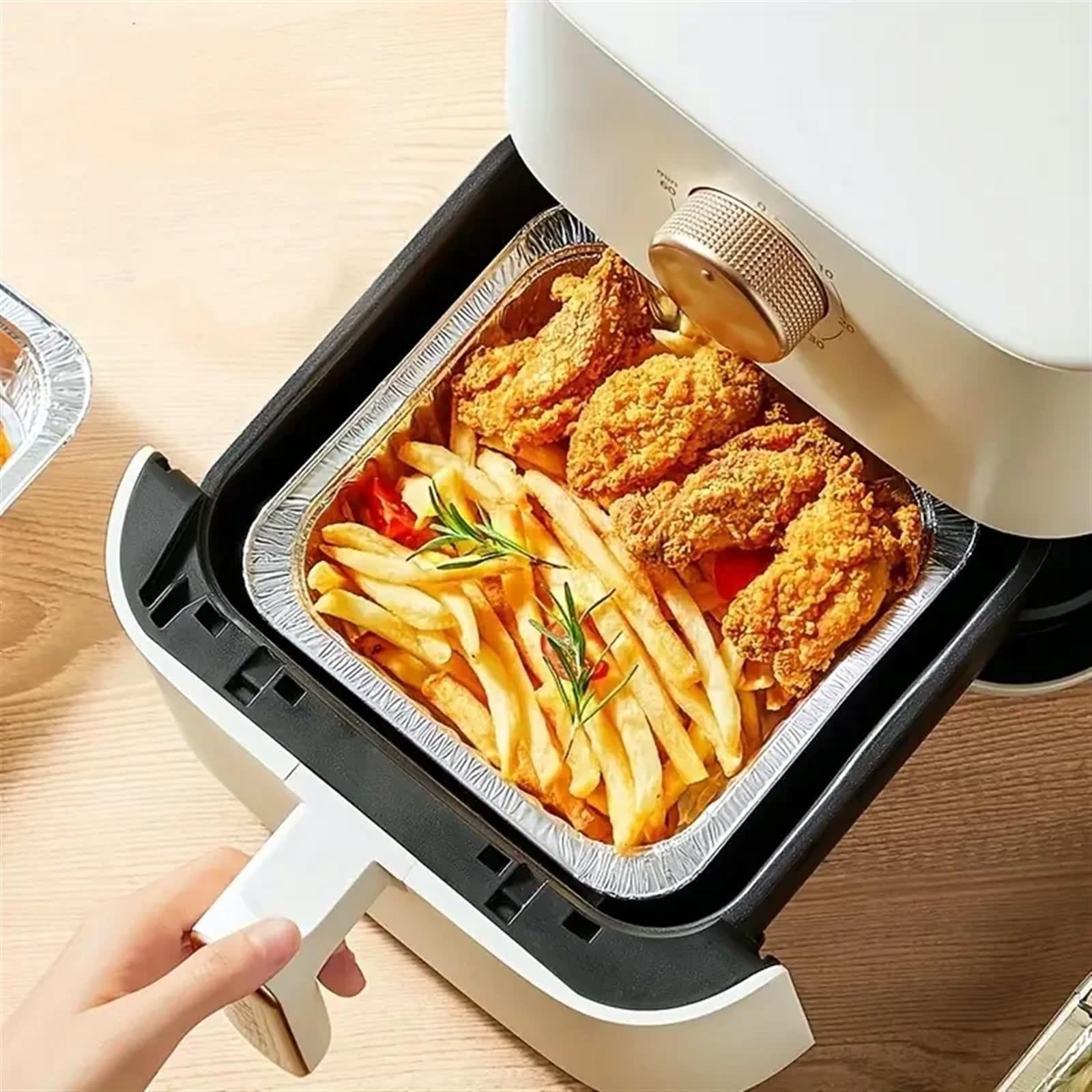 Bandejas Desechables Bandeja de Aluminio Resistente for Horno, de 20 a 50 Piezas, con Forma Cuadrada, for Guardar Alimentos en Lata for Barbacoa(50pcs)