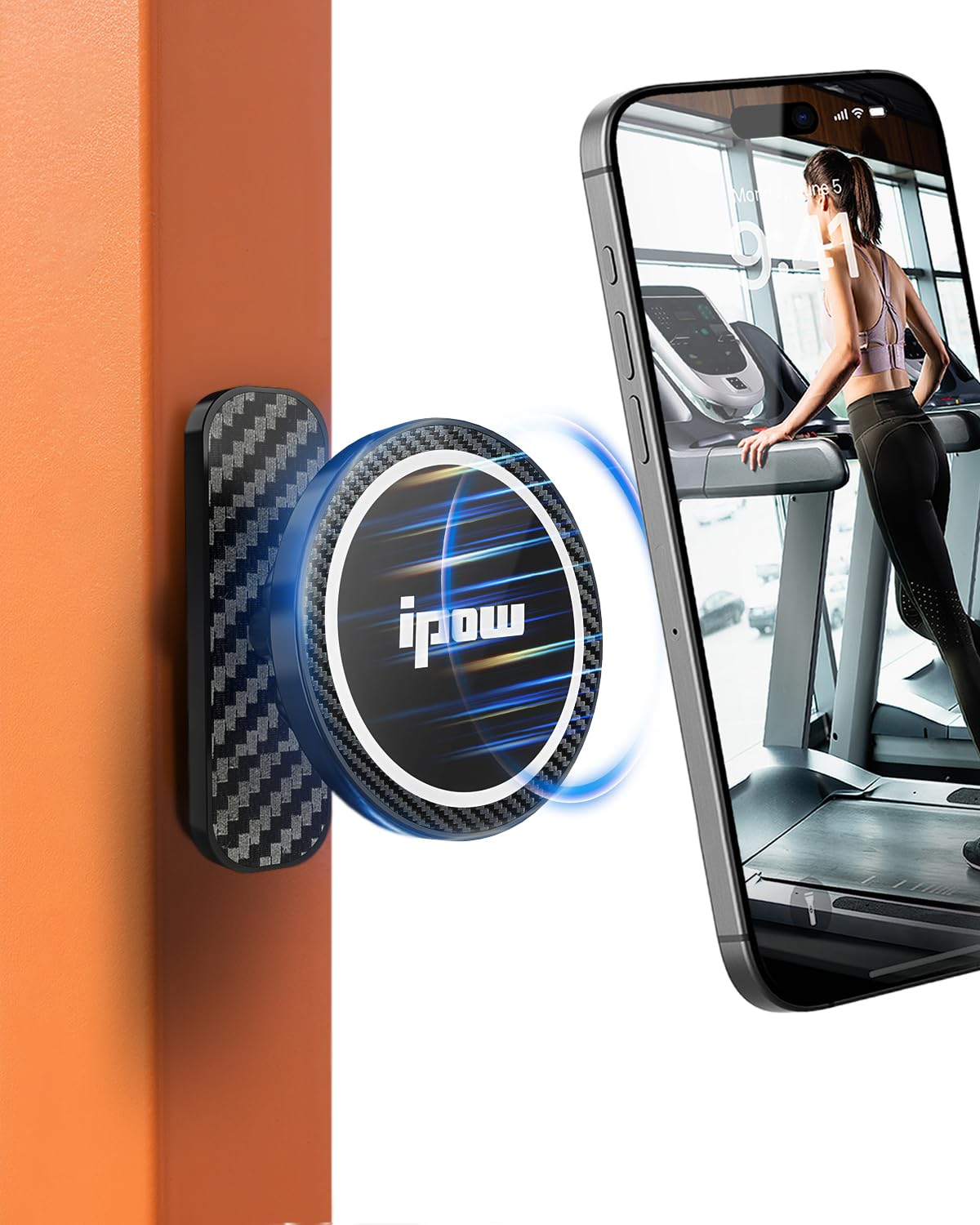 Support Magnétique Téléphone Pour Salle De Sport - Double Aimant N52 - Rotule 360° - Compatible MagSafe IPhone 12-16
