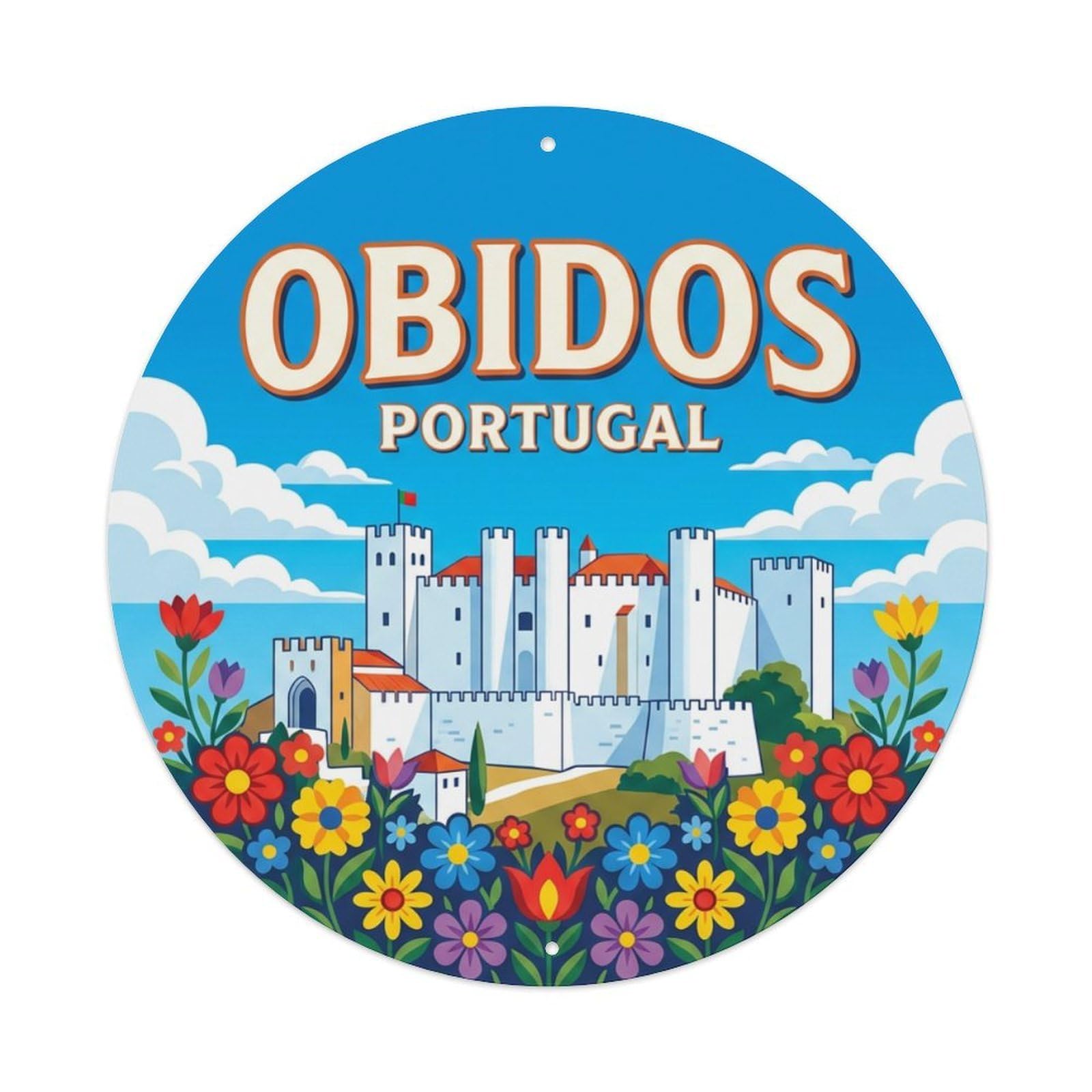 Metal Tin Sign Retro Travel Portugal Obidos