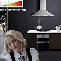 Vista 4 de Campana extractora de montaje en pared de 30 pulgadas con conducto convertible sin conductos y conductos, campana de ventilación de acero inoxidable