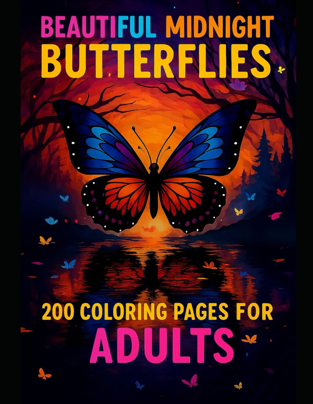 Beautiful Midnight Butterflies: 200 Coloring Pages For Adults