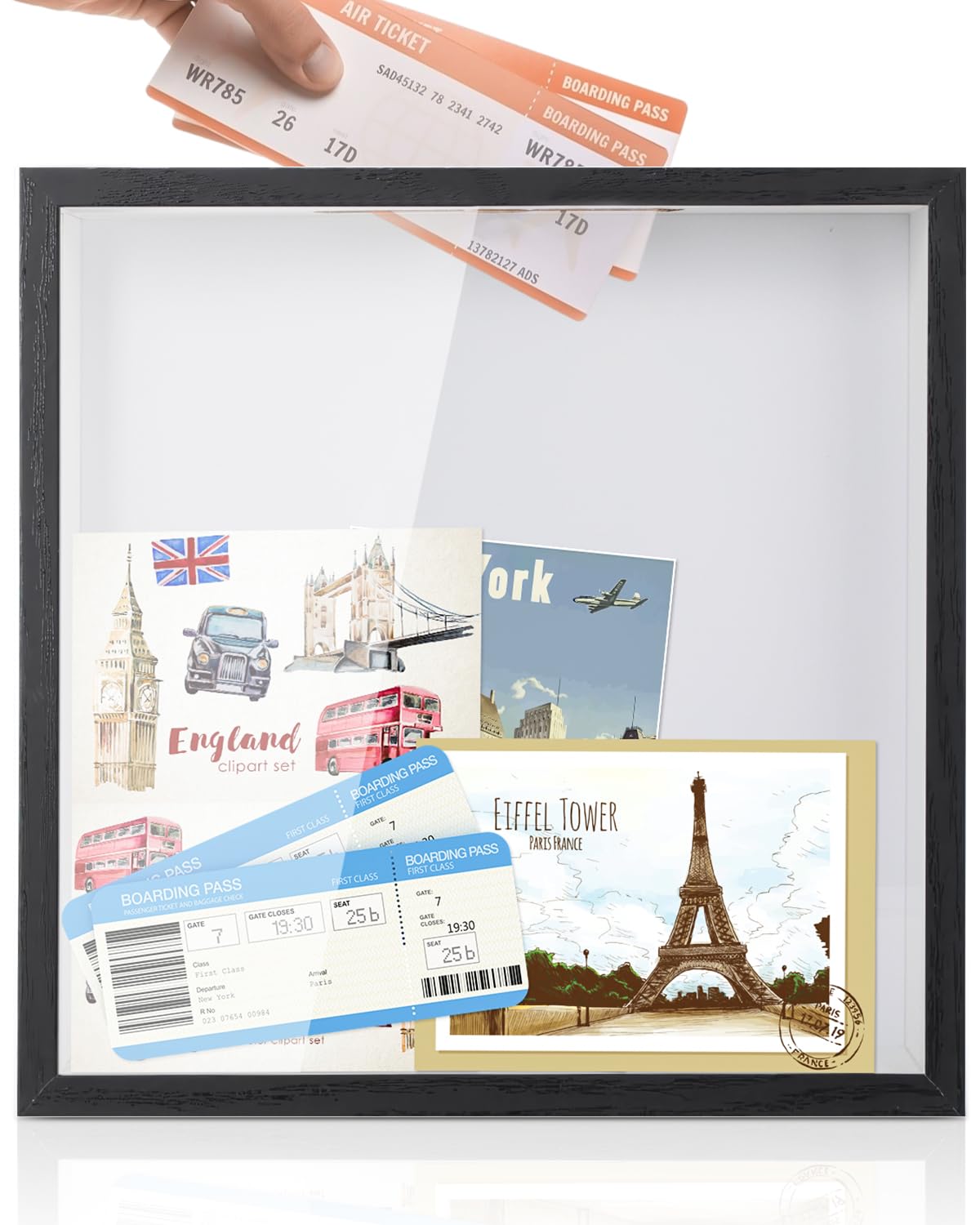 Abenteuer-Archivbox, 30,5 x 30,5 cm, Reisebox für Erinnerungen, Reise-Schattenbox-Rahmen mit Schlitz, Abenteuerbox, Andenken-Vitrine, perfekt für Reisen, Memento, Vitrine, Reisedekor, Geschenk