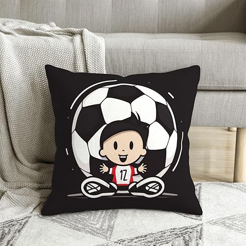 Miniatura 1 de RLDOBOFE Fundas de cojín decorativas con estampado de fútbol I Love Soccer de pana suave, funda de almohada cuadrada para sofá, sala de estar, cama,