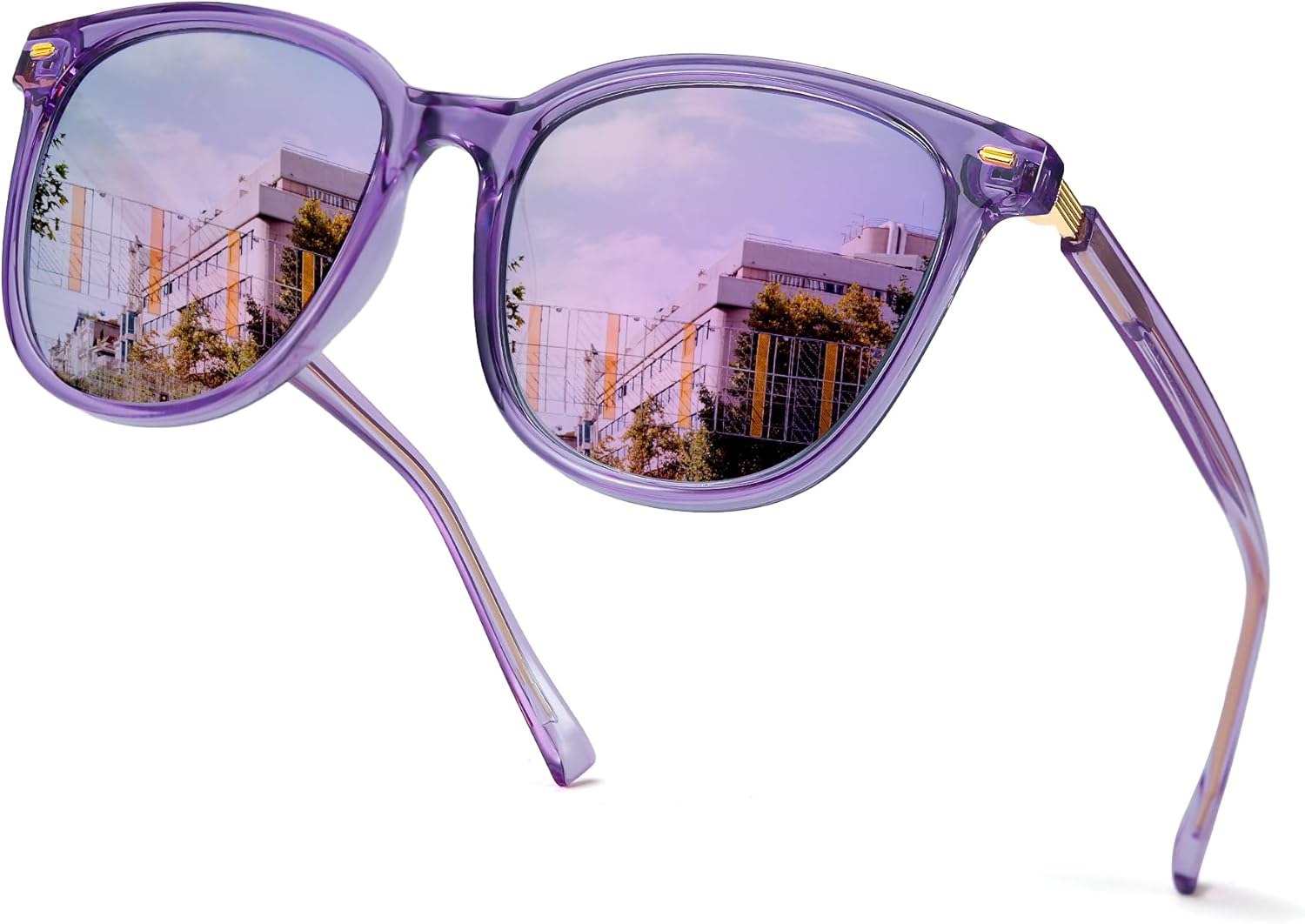 SIPHEW Womens Mirrored Polarized Sunglasses - Cat Eye Oversized Sun Glasses w UV Protection for Women