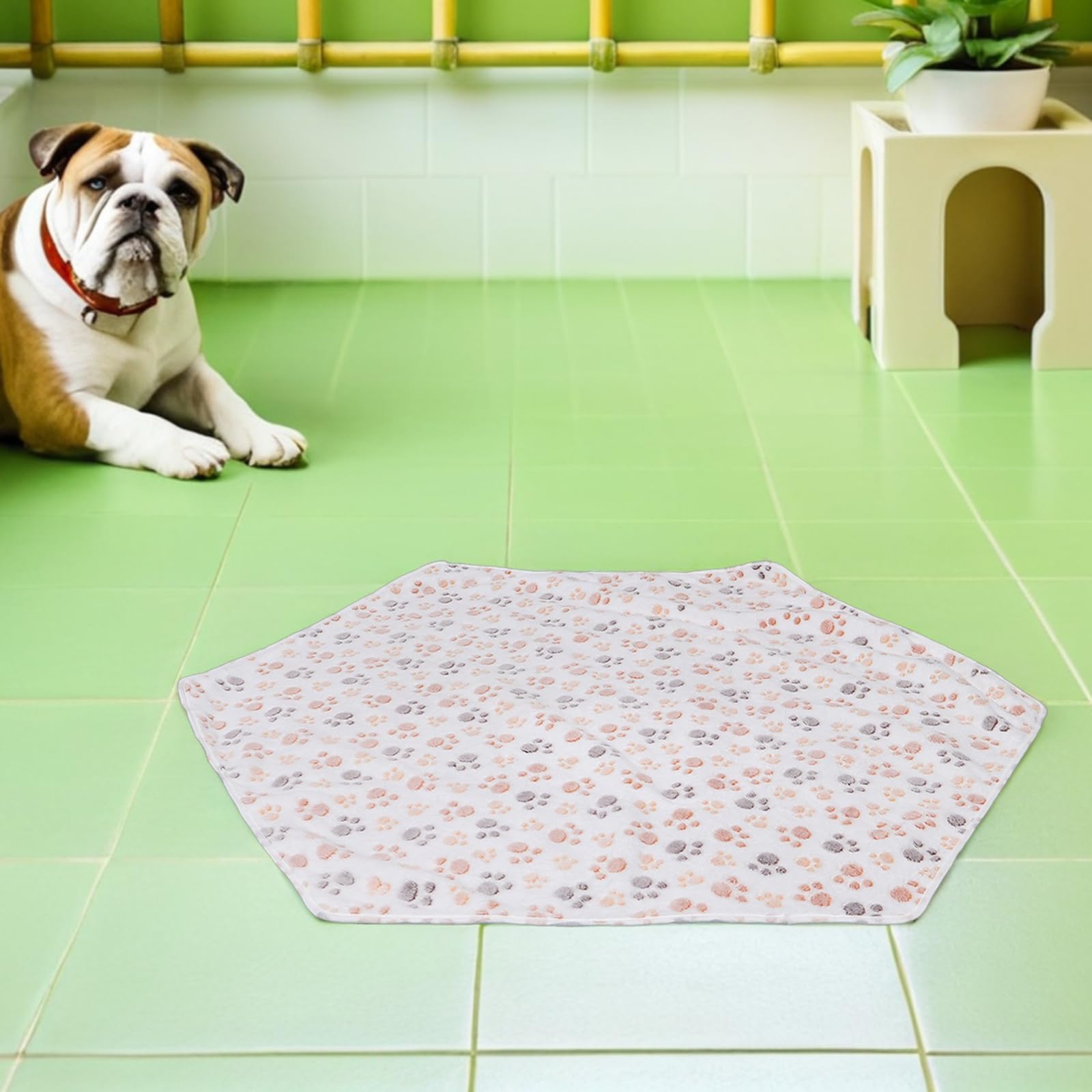 Tappetino Lavabile e Riutilizzabile Animali Domestici Esagonale per Igienico Morbido e Assorbente in Pile di Corallo Recinto Giochi Invernale per Cani e Gatti