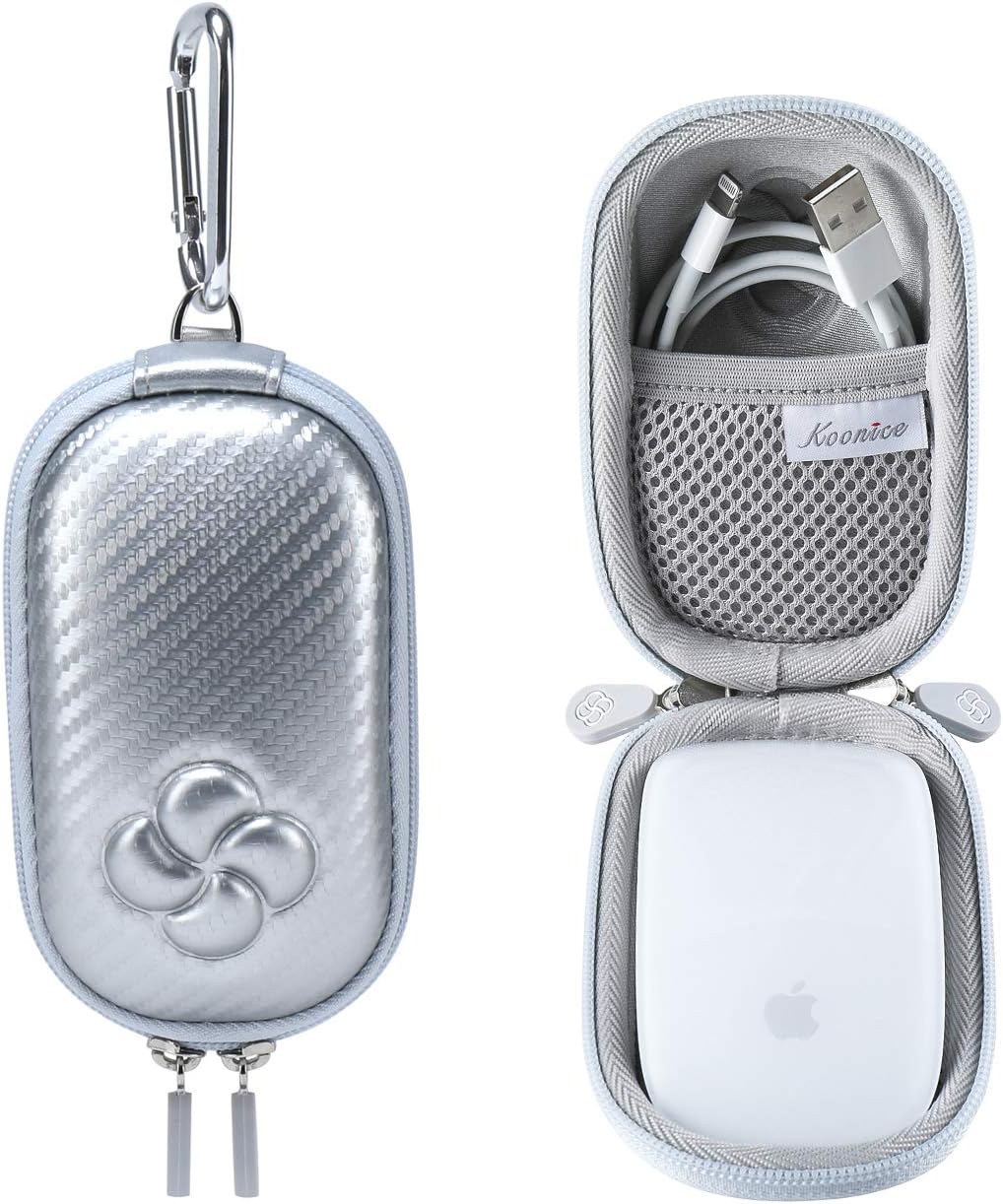 Hard Case Compatible for Apple Magic Mouse (I and II 2nd Gen) Including Carabiner (Silver)