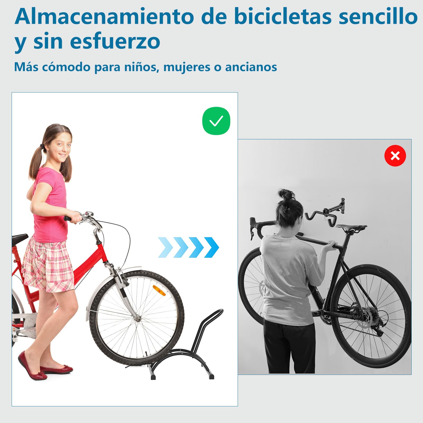 Urban Deco Soporte Bicicleta Suelo, Soporte para Aparcar Aparcamiento para Bicis de Suelo, Caballete Bicicleta Interior y Exterior