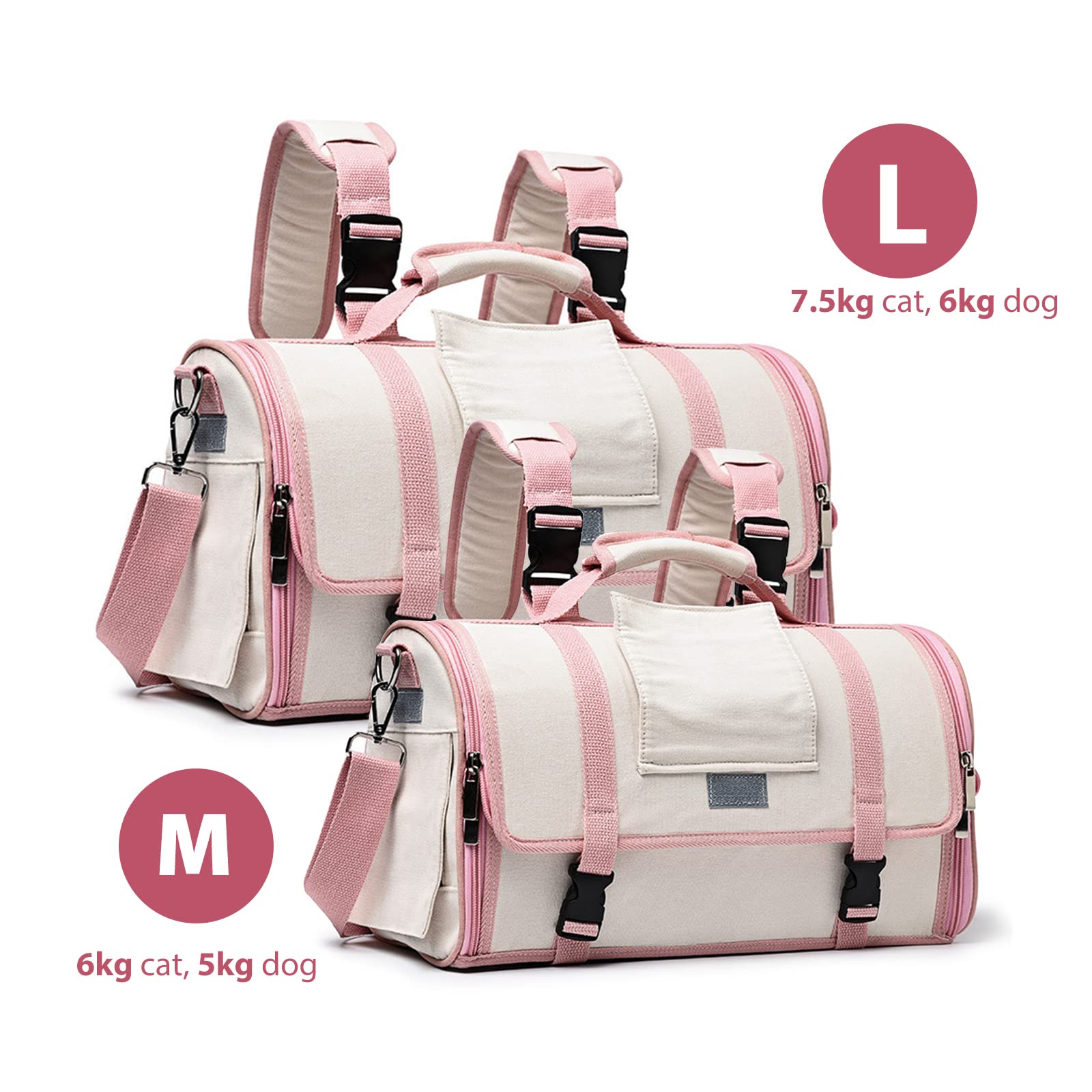 PETCUTE Zaino per Cani e Gatti, Borsa per Cani,Traspirante e Spazioso Zaino per Trasporto Cane con Tracolla Regolabile, Zaino per Animali Domestici con Finestre a Rete,Adatto per Viaggiare