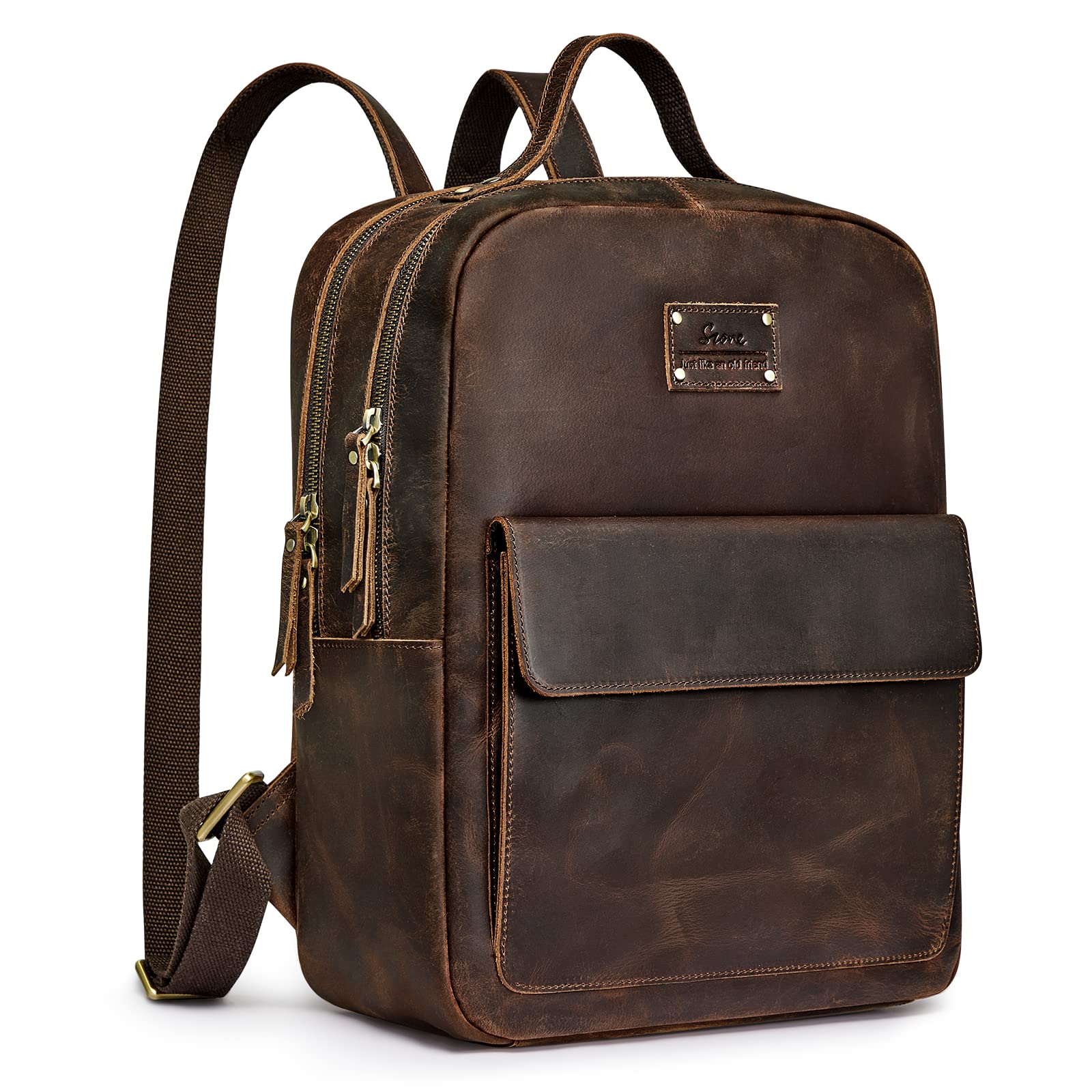 Genuine Leather Backpack Purse with Luggage Sleeve Travel Daypack Shop Brown Genuine Leather Commuter Backpacks | Away: Built  main image 2