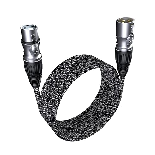 GeoHN.G Cable de micrófono XLR de 16.4 pies16.4 ft, cable de micrófono equilibrado de 3 pines XLR macho a hembra, cable de altavoz trenzado de