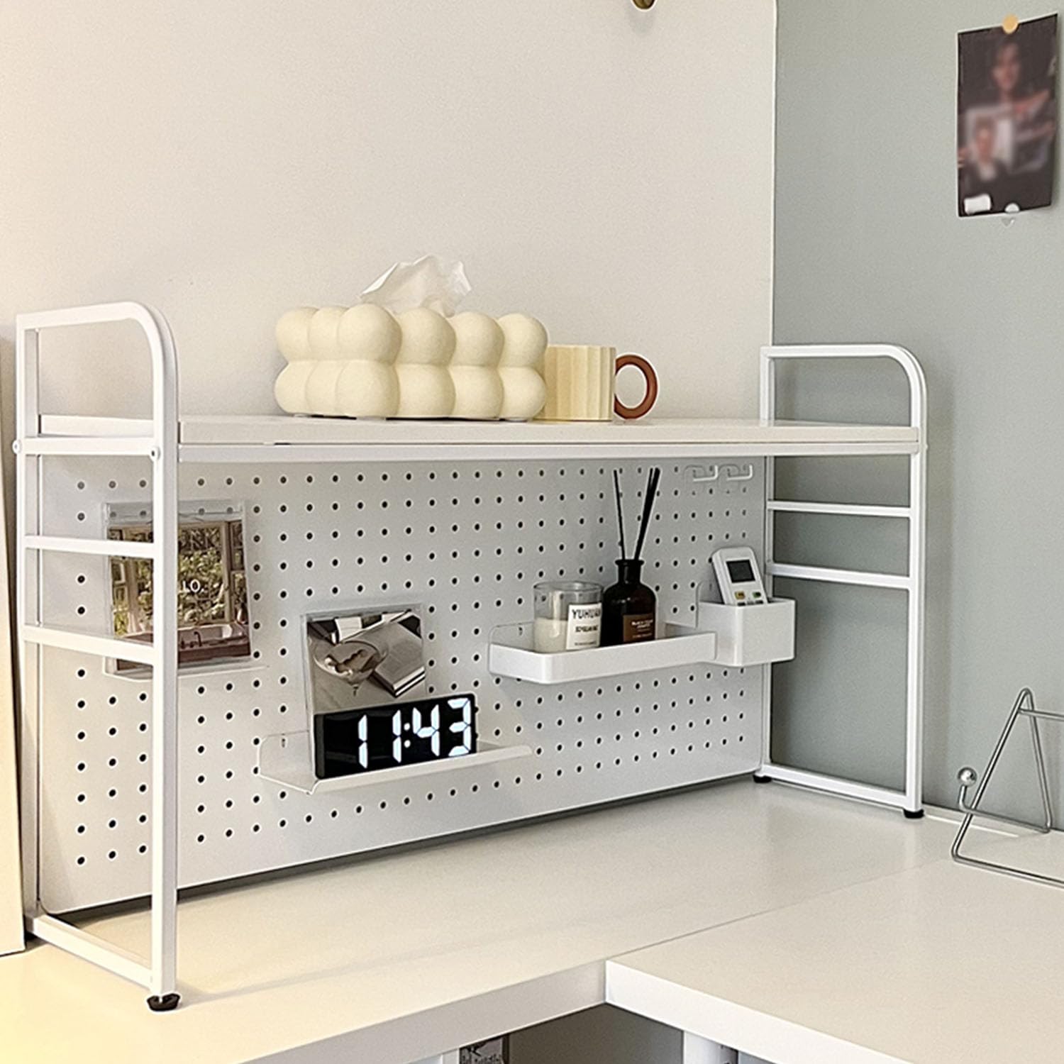 机上ラック 本棚 有孔ボード デスクシェルフ ラック 2段 幅80×高さ63 机上ラック 本棚 有孔ボード デスクシェルフ ラック 2段 幅80×高さ63