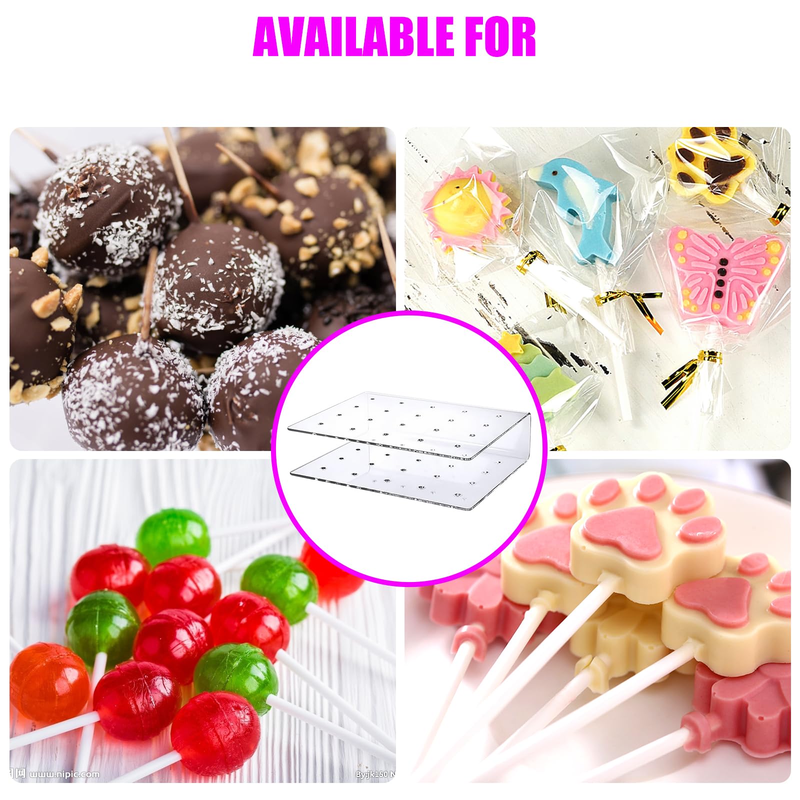 Lollipop Exhibition Stand, Acrylic Dessert Holder, Round