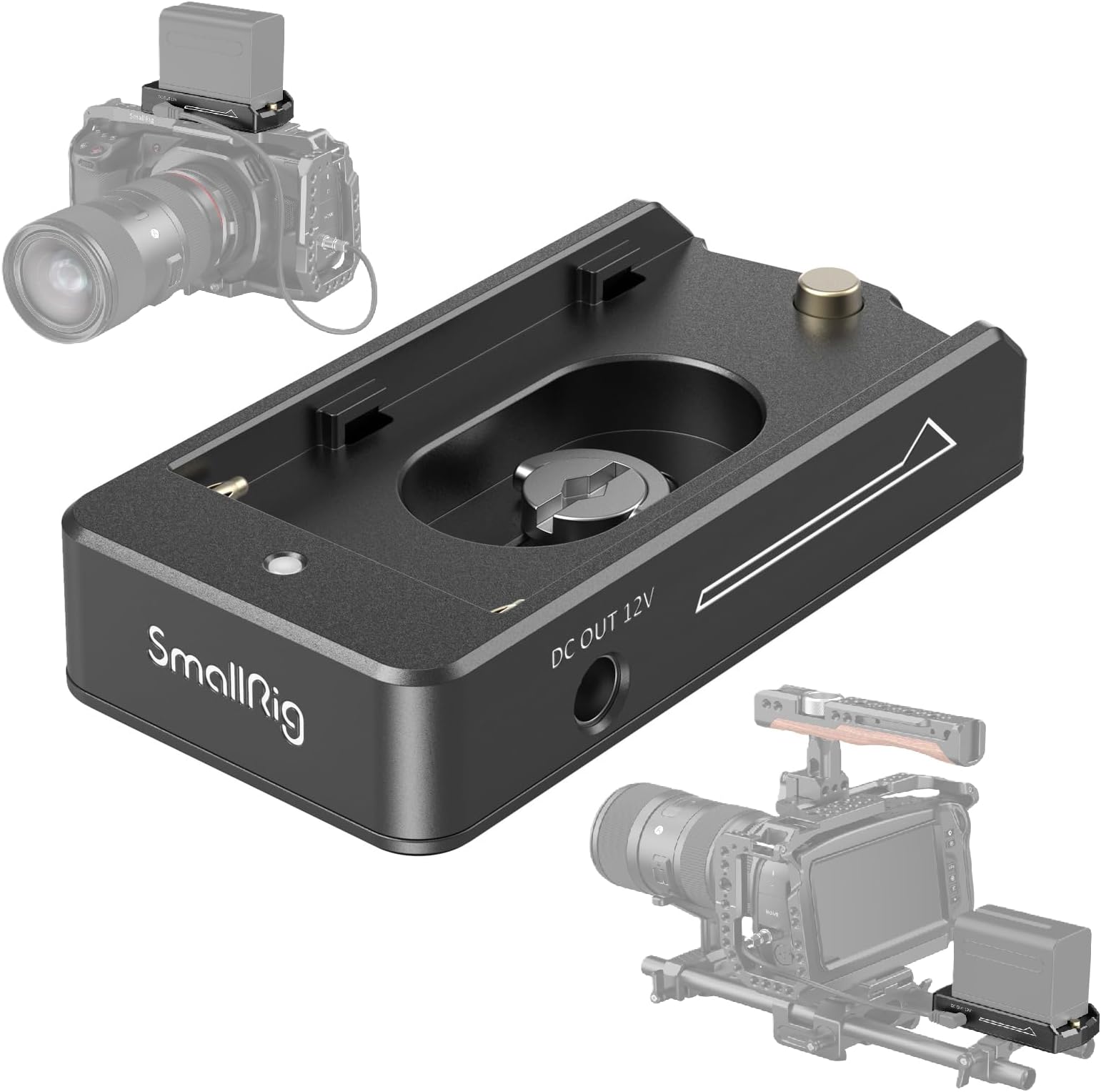 NP-F Battery Adapter Plate Lite for Sony NP-F Battery, w/ 12V/7.4V Output Port, LED Low Battery Indicator - 3018