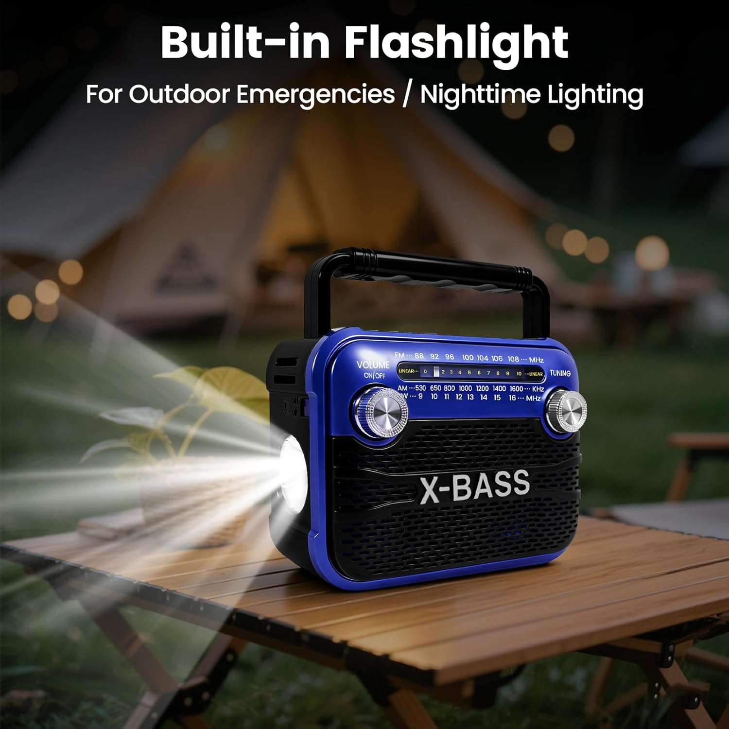 Radios Portable AM FM SW with Bluetooth,Emergency Flashlight Support USB/TF Player,D Battery Operated/USB Charge,Digital Tuner & Earphone Jack, Perfect for Home/Outdoor/Travel