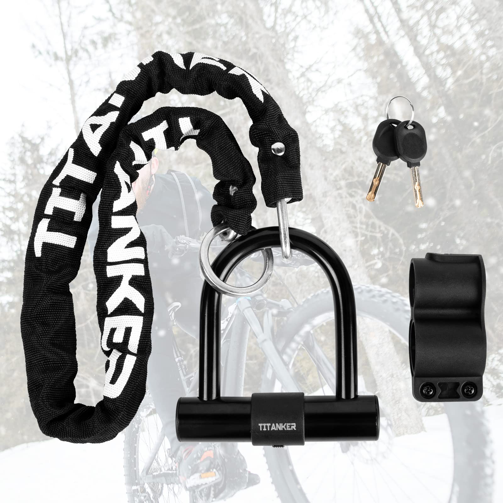 Titanker Bike Chain Lock with U Lock, 3 Feet Bicycle Chain Locks with 2