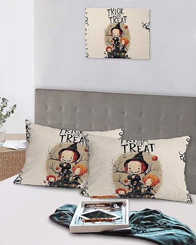 Miniatura 5 de Fundas de almohada de Halloween tamaño King, 2 paquetes de fundas de almohada suaves decorativas para sofá de cuerpo largo, funda de cojín lumbar