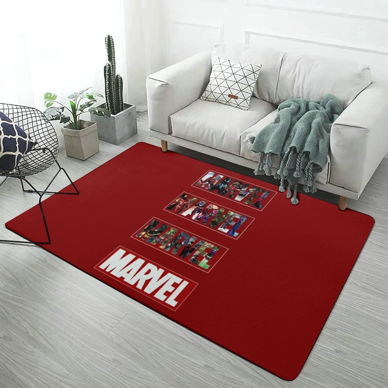 Amazon | マーベル ラグ カーペット 洗える ラグマット 滑り止め付