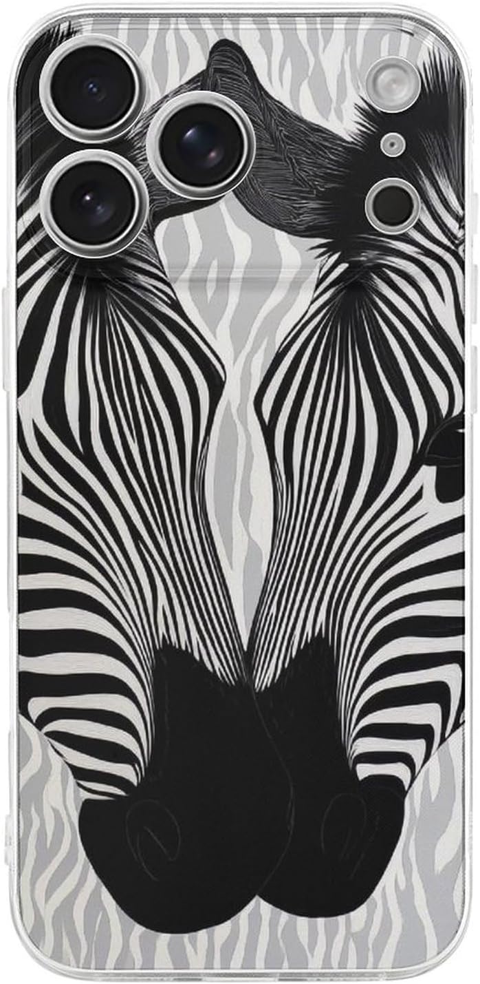 Clear Phone Case for iPhone 17 Pro Max Case, Abstract Animal Zebra Prints Shockproof TPU Cell Cover with Wireless Charging, Anti-Yellowing, Transparent