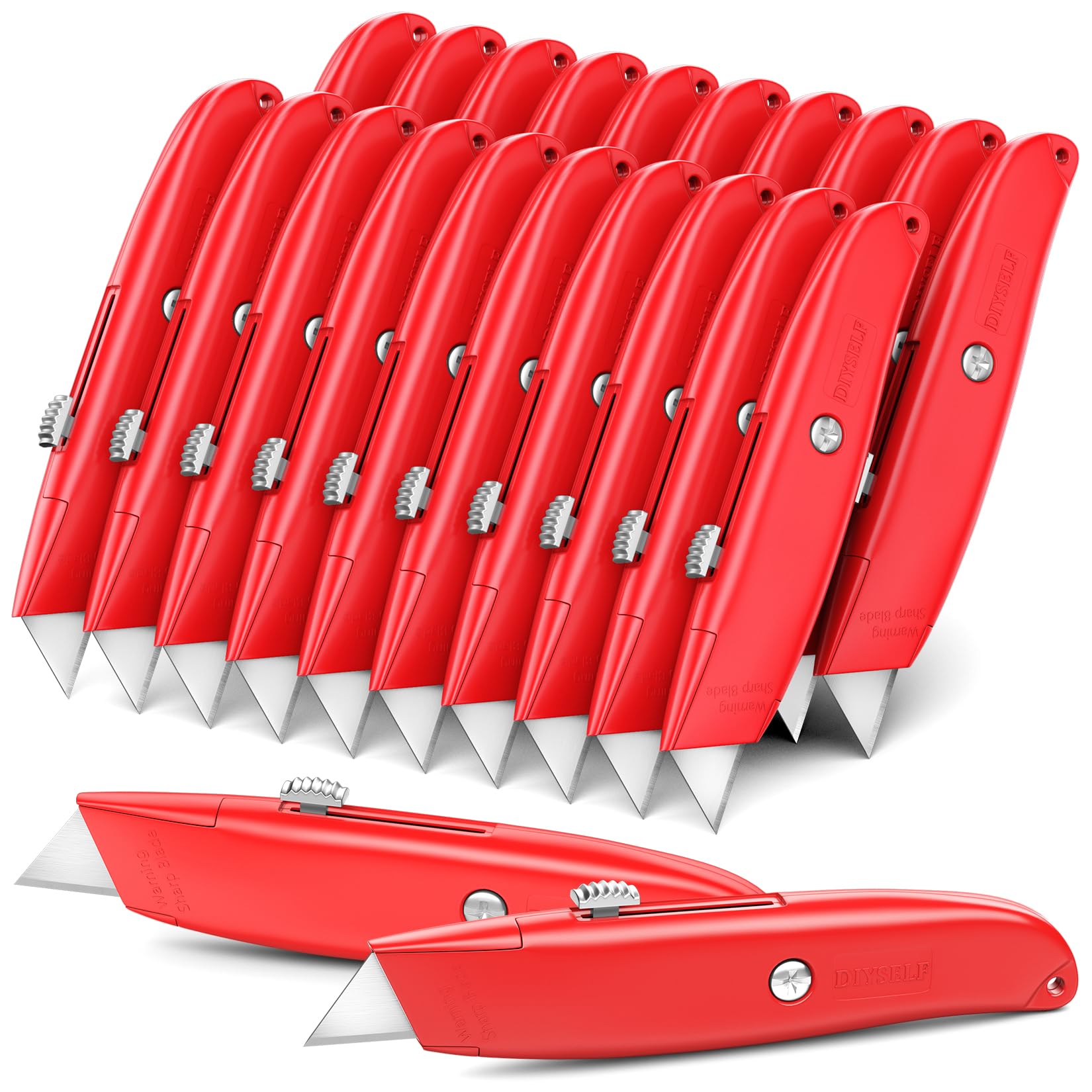 DIYSELF 20 Pack Retractable Box Cutter Knives, Heavy Duty Utility Knives