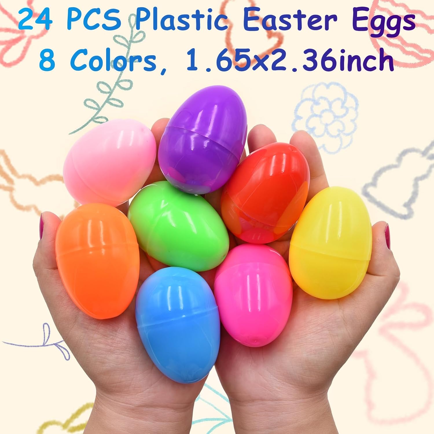 24 Pack Easter Sticky Hands Toys with 24 Pcs Plastic Easter Eggs, Easter Bunny Egg Chick Carrot Flower Basket Sticky Stretchy Toys for Kids Girls Boys Easter Basket Stuffers Party Favors Gifts