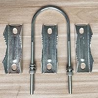 Vista 6 de Soporte de abrazadera de doble perno en U para antena Starlink, adaptador de poste para montaje en riel de escalera Rv, universal