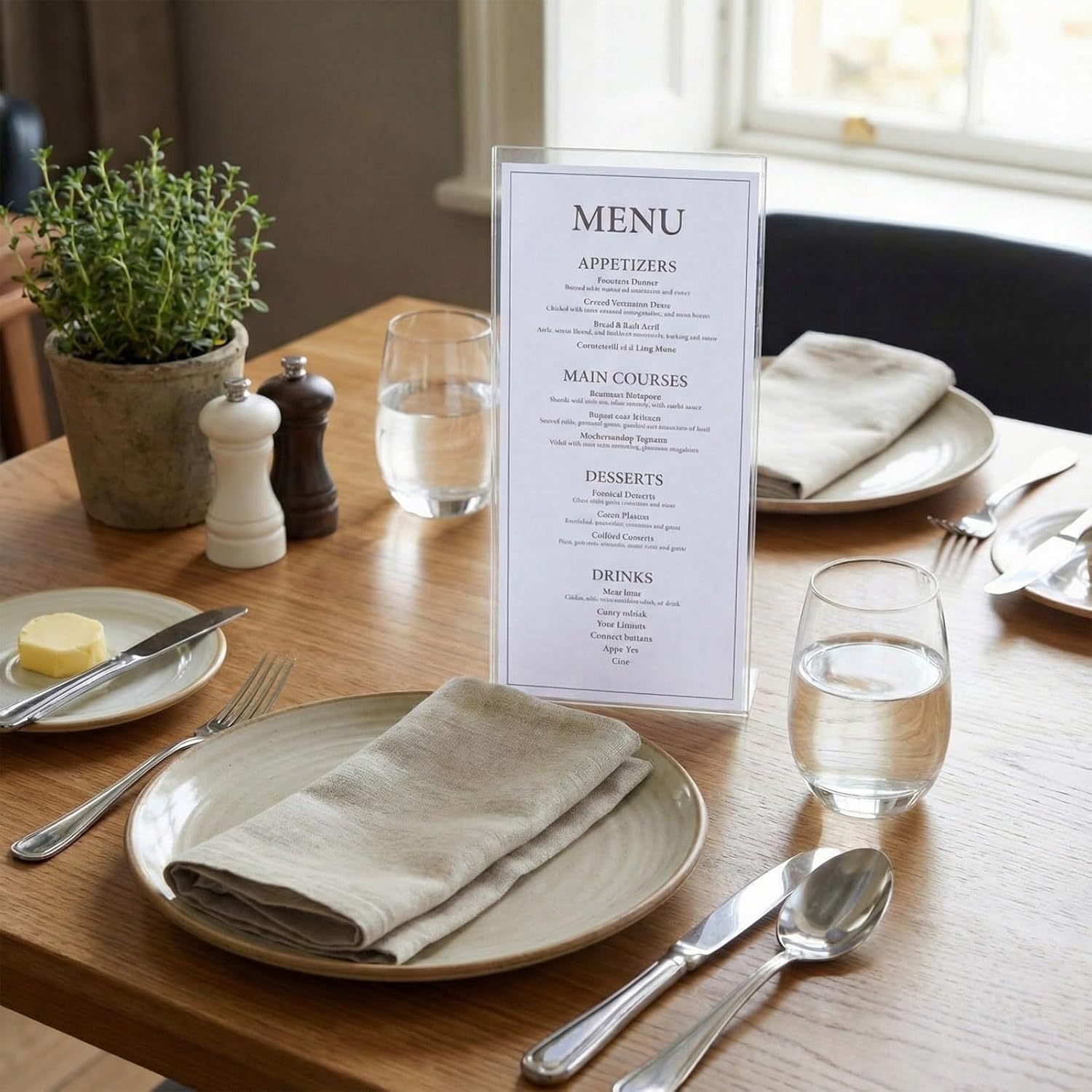 50 Pcs Restaurant Menu Covers Bulk - 4.25" x 11" Clear Single Pocket 2 View Transparent Menu Sleeves Vinyl Rf Heat-Sealed Seams, Insert for Restaurants, Bars, Cafes