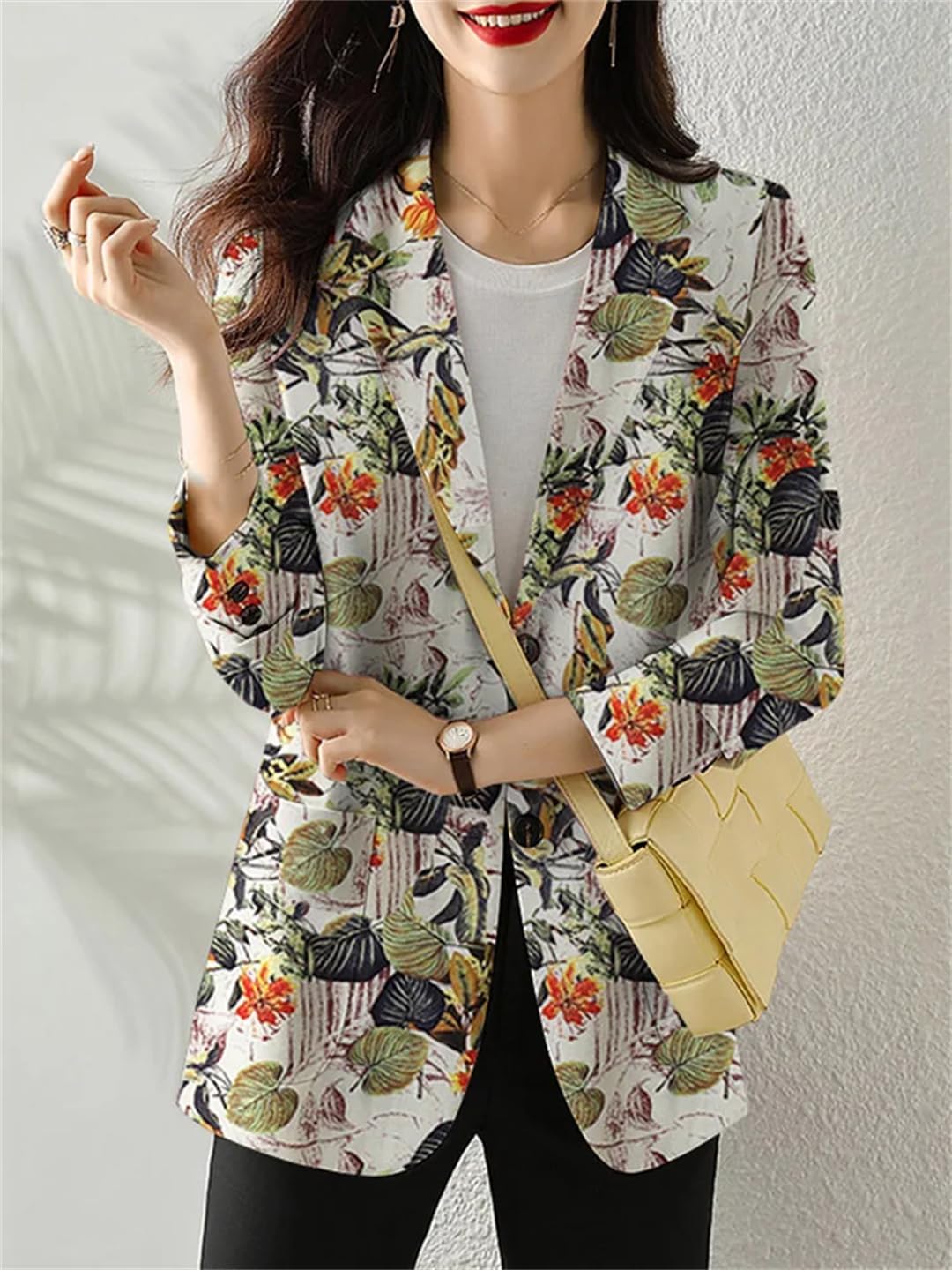 Amazon.com: Women Blazer Retro Printed Coats Long Sleeve