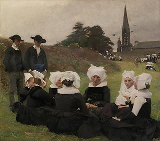 ARTSLSBS vintage Picture Artwork Print Painting the Breton Women At the Pardon by Pascal Adolphe Jean Dagnan Bouveret Graffiti Painting for Home Decor 60x90cm