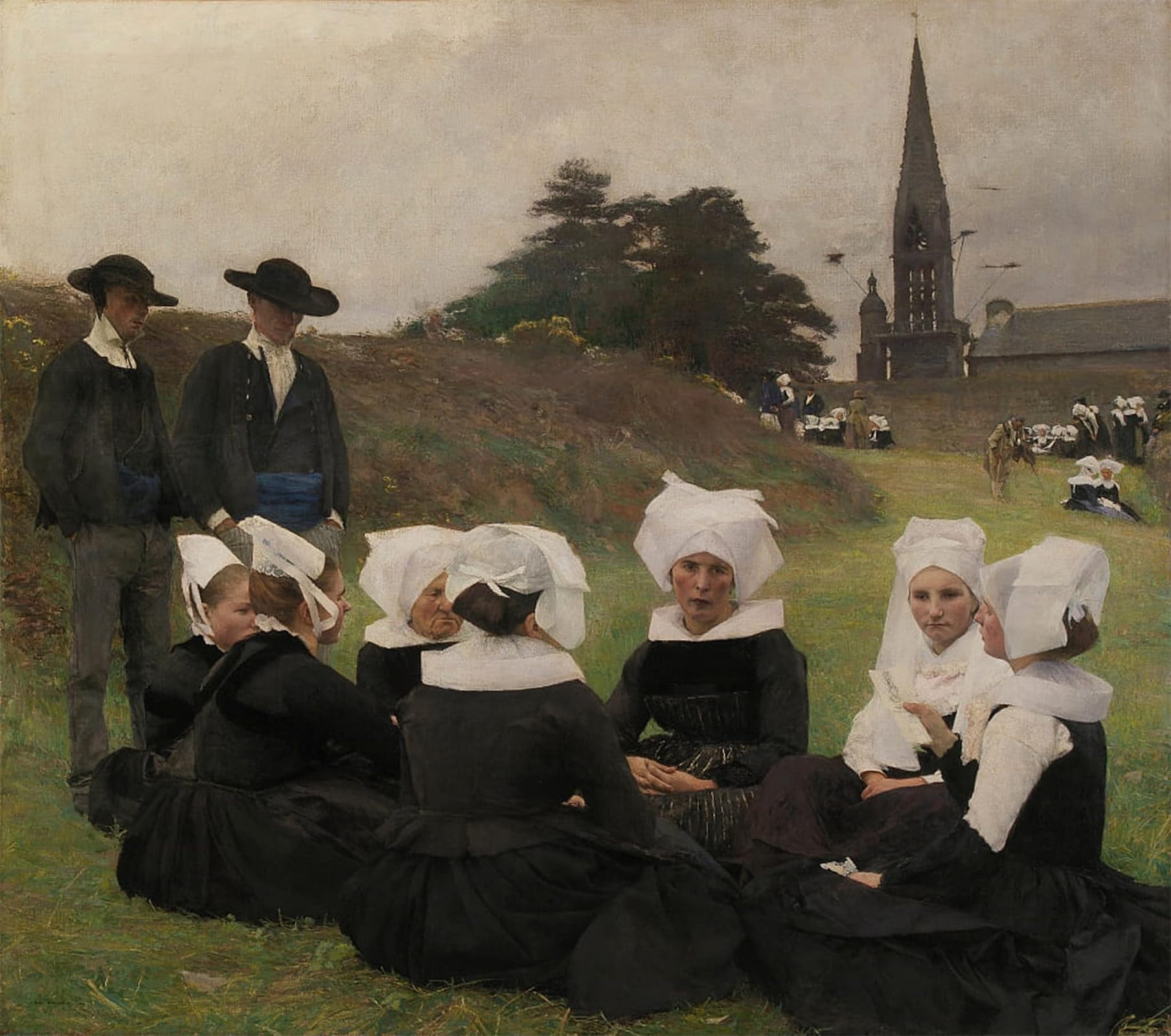 Serendipitp Women's No Frame Vintage Wall Art Canvas Nordic Poster Canvas Print Picture The Breton At The Pardon By Pascal Adolphe Jean Dagnan Bouveret Wall Art Poster For Home Decor 60X90cm