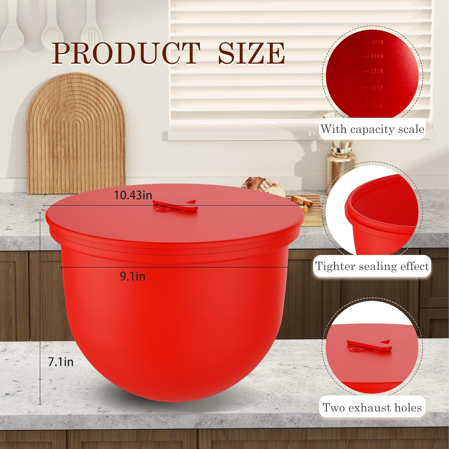 Silicone Bowl Liners for Tilt-Head 5 Quart KitchenAid Mixers,3 Pack Reusable Liners with Lids and Vent Holes for KitchenAid Stand Mixers for Mixing & Baking & Food Storage-Black/White/Red