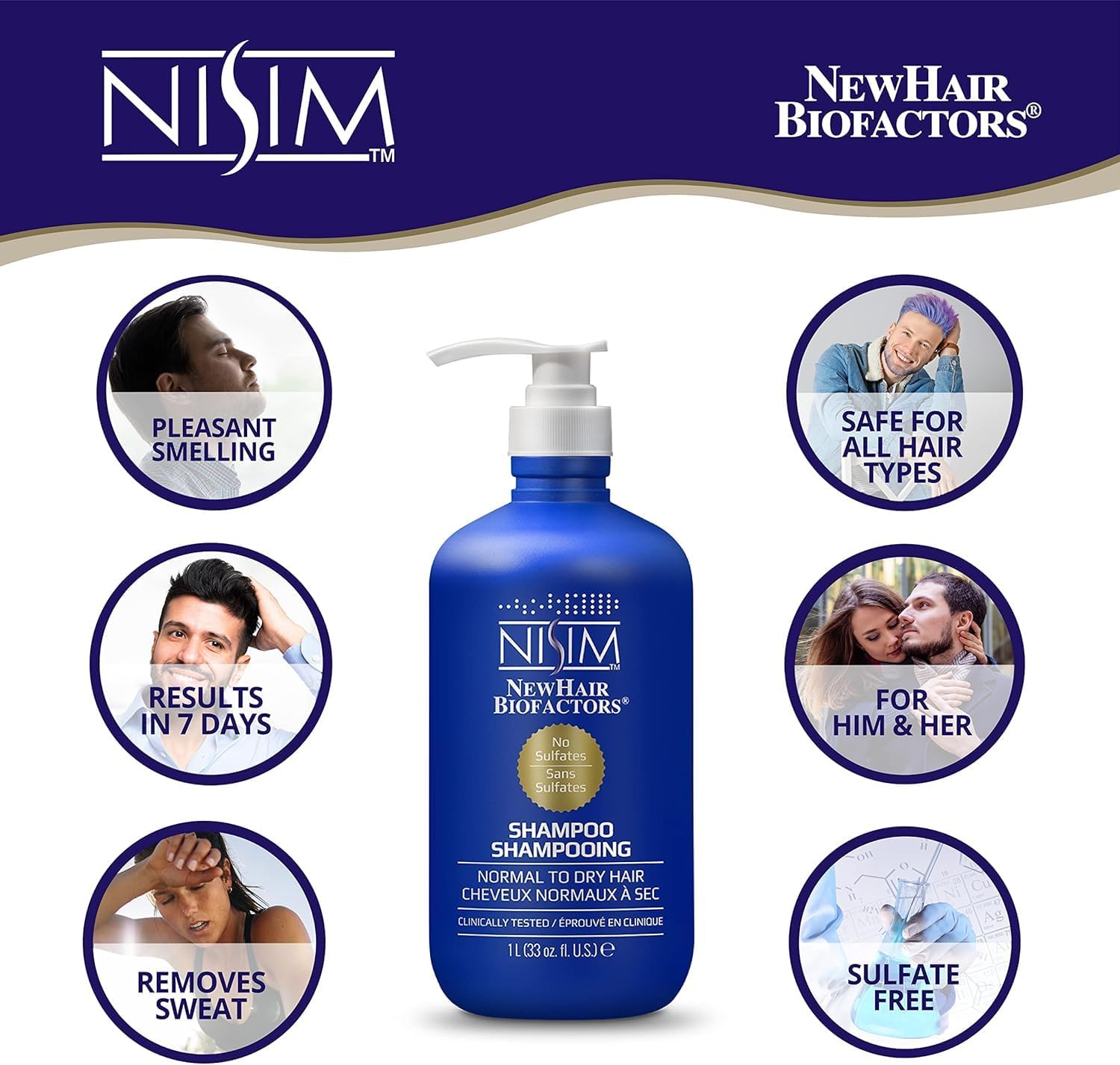 NISIM New Hair Biofactors Normal To Dry Shampoo, 33oz/1L