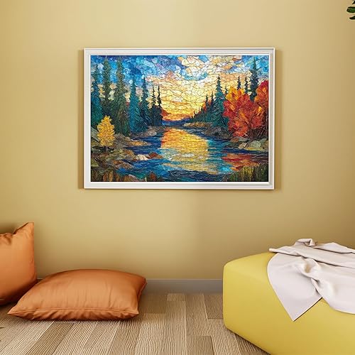 Miniatura 5 de Rompecabezas de 1000 piezas de parques nacionales de vitrales para adultos, rompecabezas de plantas de paisaje colorido, rompecabezas de plantas,