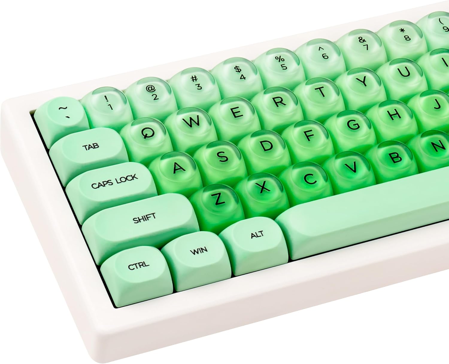 PBT Keycaps MOA Profile Green Jelly Foundation Cute Keycaps 136 Keys Semi-Translucent Keycap Set for Cherry Gateron MX Magnetic Switches Mechanical Keyboard