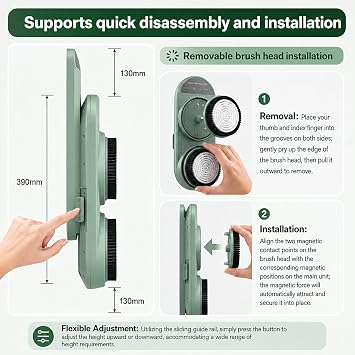 Electric Back Scrubber for Shower, Shower Back Scrubber Wall Mounted