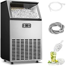 ICYGLEE Commercial Ice Maker Machine, 100lbs/Daily Ice Production Under Counter Ice Maker, Self-Cleaning, Timer Stainless Ice Machine with 33lbs Ice Storage, Ideal for School, Home, Bar, RV