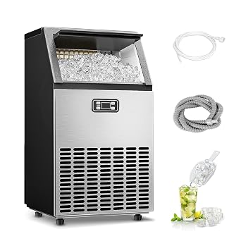ICYGLEE Commercial Ice Maker Machine, 100lbs/Daily Ice Production Under Counter Ice Maker, Self-Cleaning, Timer Stainless Ice Machine with 33lbs Ice Storage, Ideal for School, Home, Bar, RV