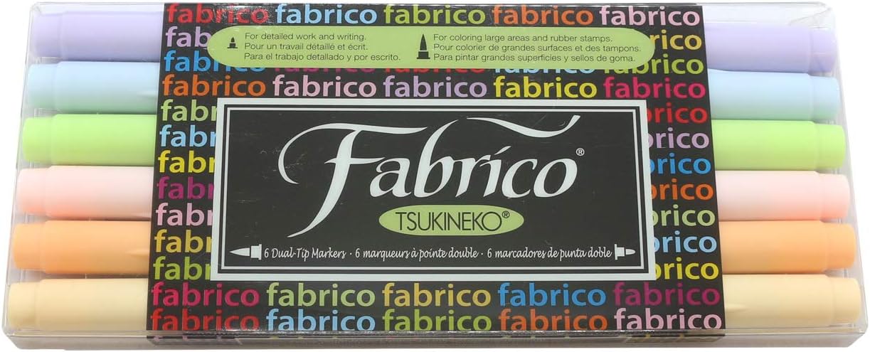 Tsukineko PF-6-SORBET Dual-Ended Fabric Marker Color-Fast, Sorbet, 6-Piece Set