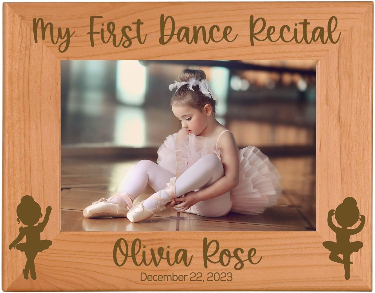 My First Dance Recital Custom Engraved Wood Picture Frame | Personalized Dance Photo Frame | Ballet | Ballerina Dance Gift for Girls | 4x6, 5x7, 8x10 Picture Frame