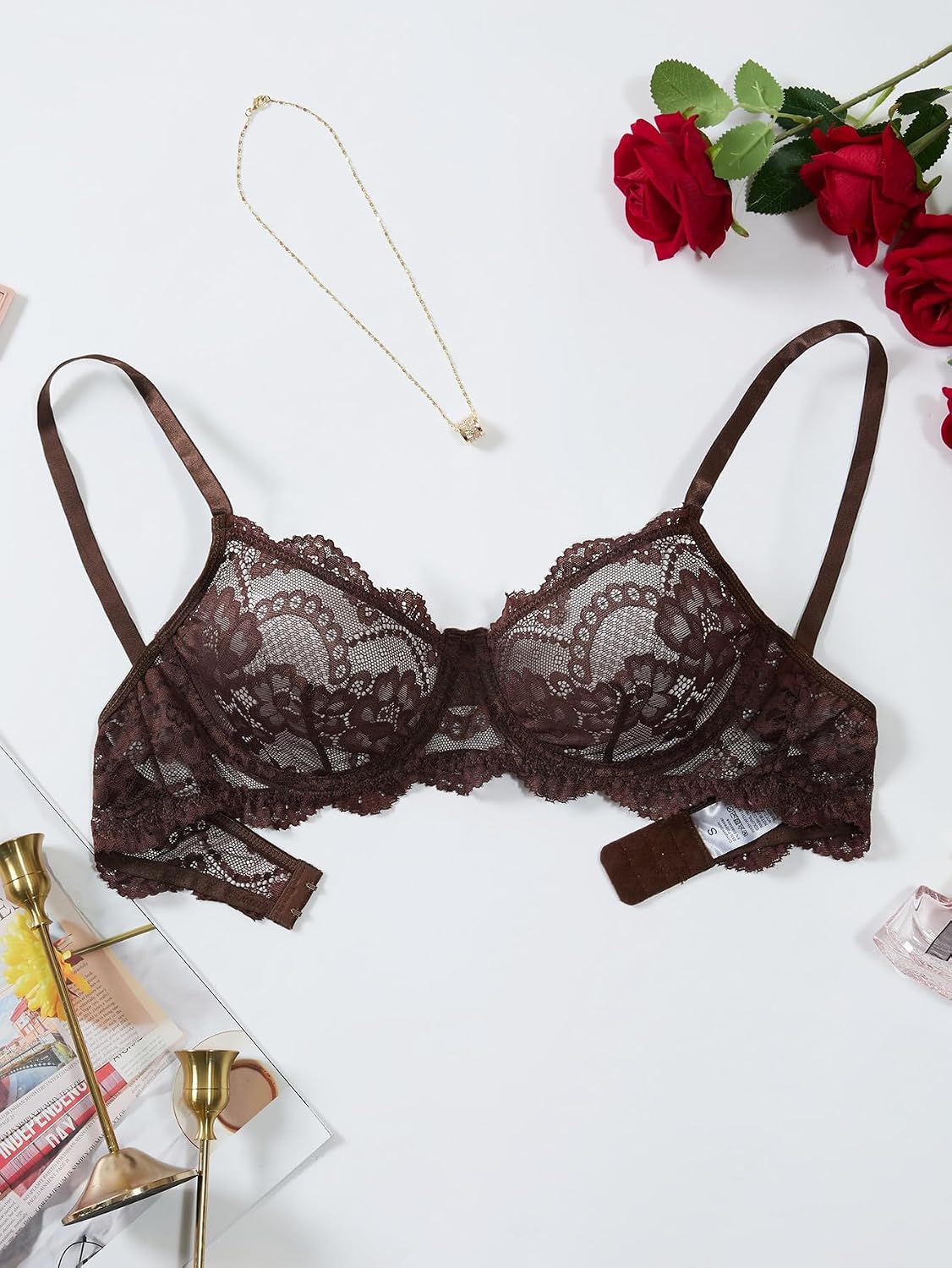 Sexy Scallop Sheer Unlined No Padding Demi Underwire Push Up Lace Bra
