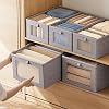 Wardrobe Storage Organiser Foldable Clothes Storage Organiser Boxes for Wardrobe Shelves Drawers Organisers for Jeans Sweaters Trousers (Grey - 3Pcs)