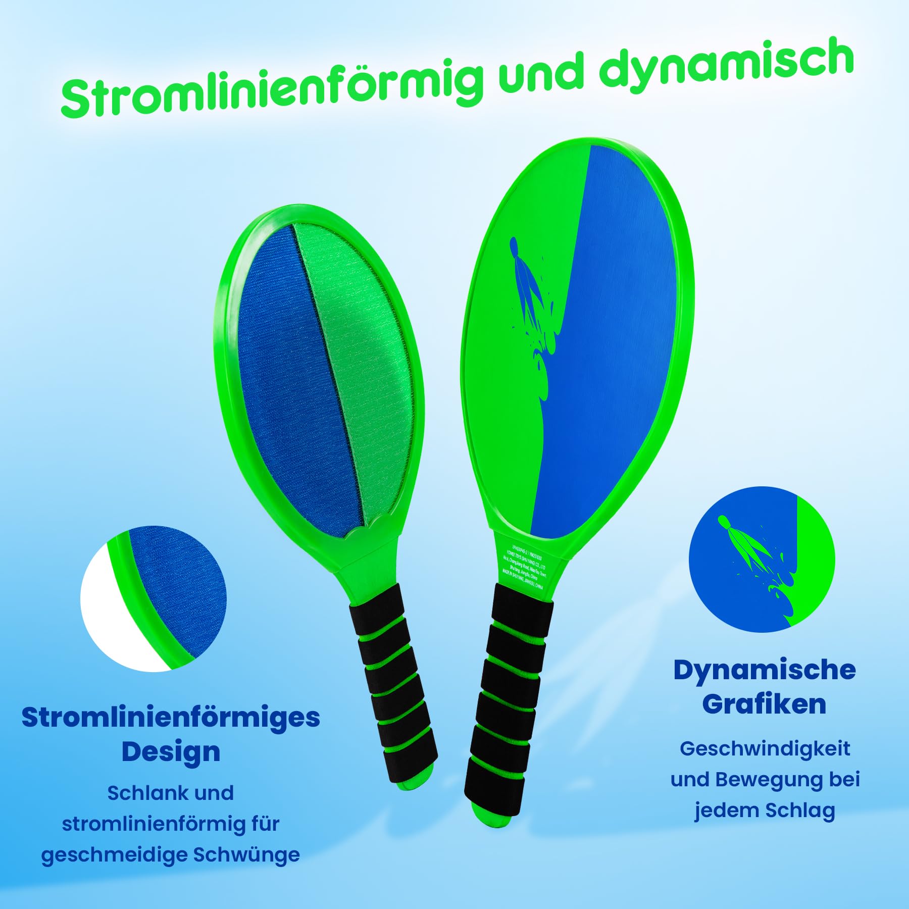 U&C Planet Beachball Set Strandtennis Set Paddle Ball Spiel Klettballspiel Strandschlägerset für Kinder&Familie Ballspiele für draußen Spielzeug für Garten Strand Party