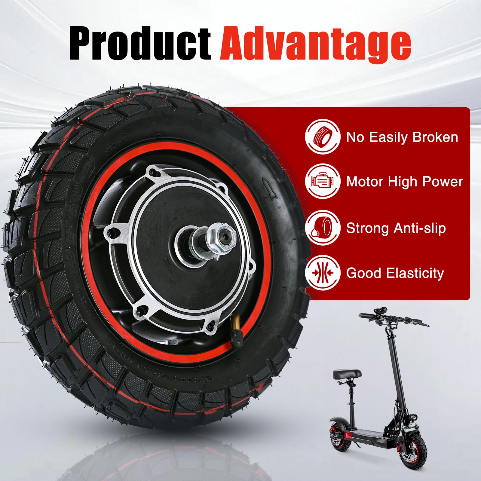 Motore per scooter elettrico Yungeln con pneumatici 80/65-6, motore 48V 800W compatibile con monopattini elettrici Kugoo M4 e M4 Pro