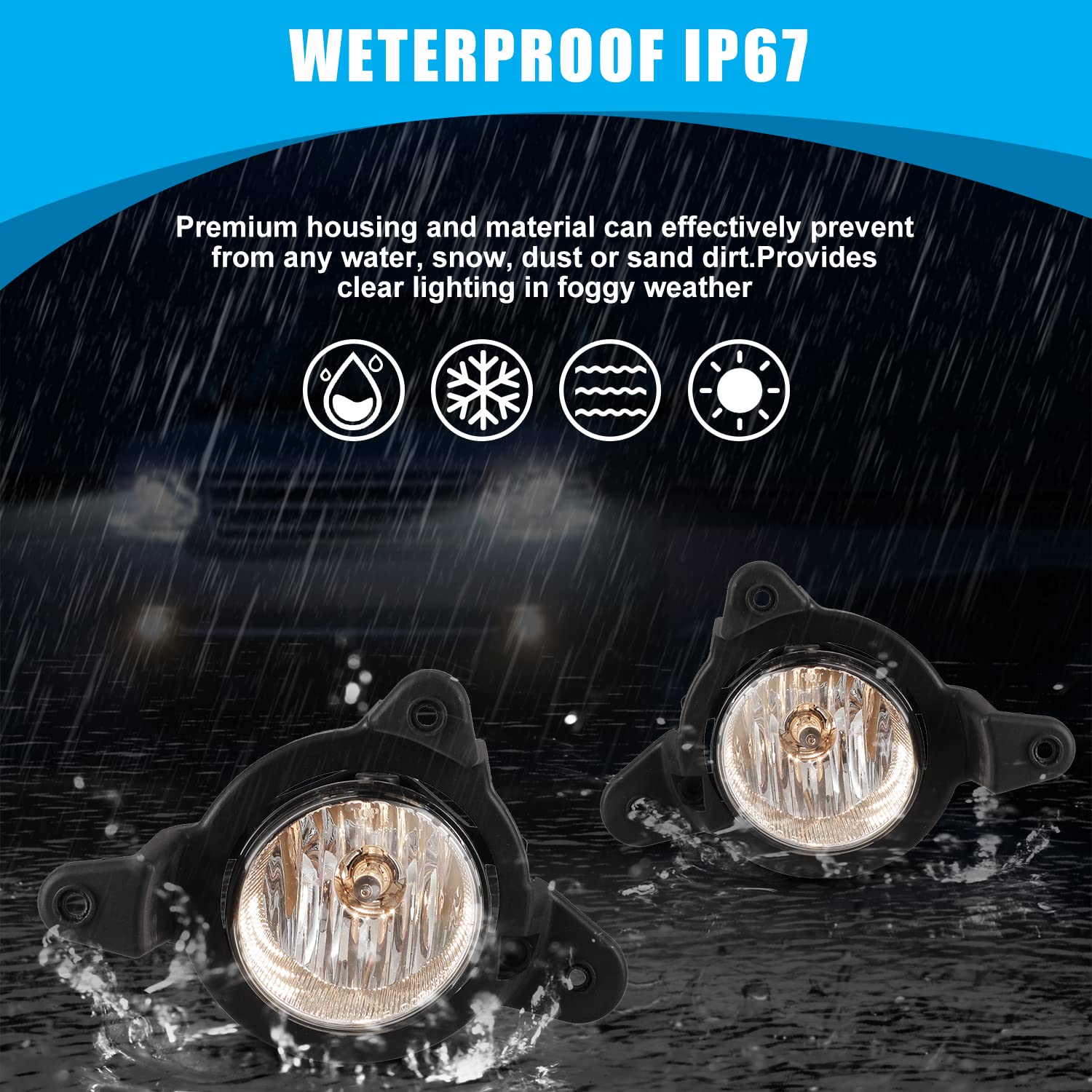 CPW Fog Lights Assembly Compatible with 2017 2018 2019 Toyota C-HR, Fog Lamps Replacement Fog Lights + Switch + Wiring Kit