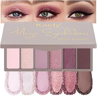 Kaely 6-Color Mini Rose Pink Eyeshadow Palette - Mauve Plum Matte Shimmer for Older Women, Highly Pigmented Waterproof Vegan Cruelty-Free