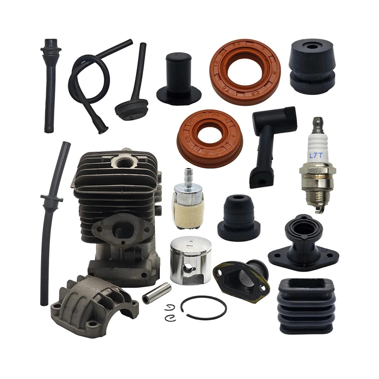 Universal Lawnmower Parts 34mm Cylinder Piston Kit for 2500 25cc Oil Hose Buffer Cap Seal Small Chainsaw